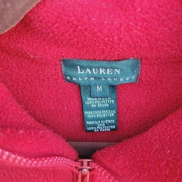 Vintage Lauren Ralph Lauren Fleece Pullover Women's Size Medium Red Embroidered - Picture 3 of 8